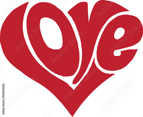 Love heart symbol with text