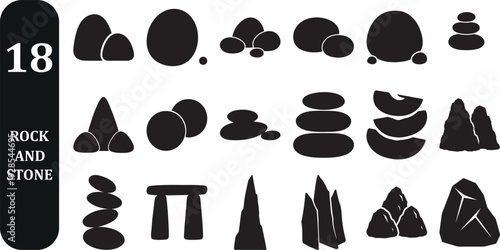 Modern bold rock and stone icon collection