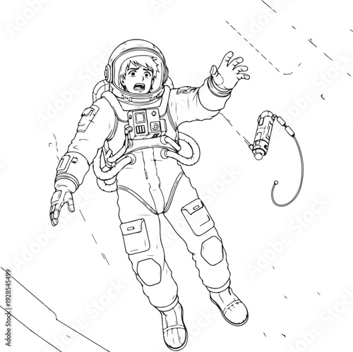 Terrified Space Pilot In EVA Suit