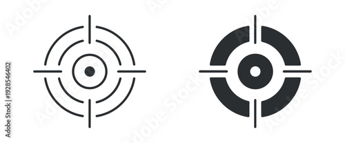 Target focus icon set, crosshair aim symbol, goal objective vector illustration