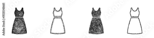 Sketch dress icon design set