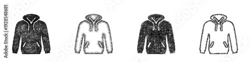 Sketch hoodie icon design set