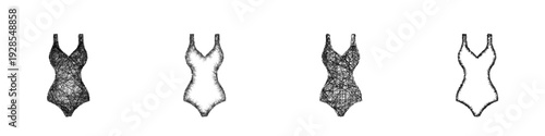 Sketch swimsuit icon design set