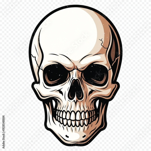 Human Skull Front View Detailed Illustration