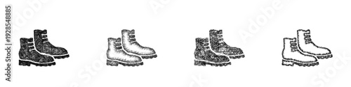 Sketch boots icon design set
