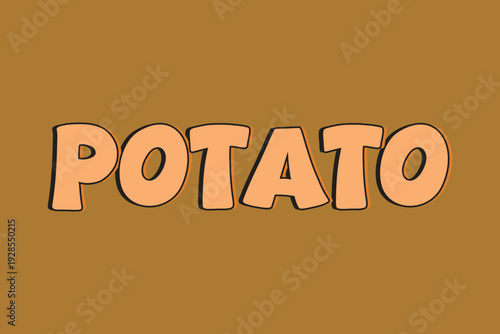 potato 3d text effect , Editable Potato text effect vectroe