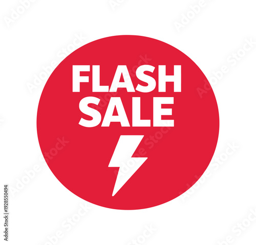 Flat vector badge SALE simple white lightning bolt
