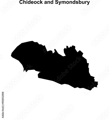 Chideock and Symondsbury (England) blank outline map