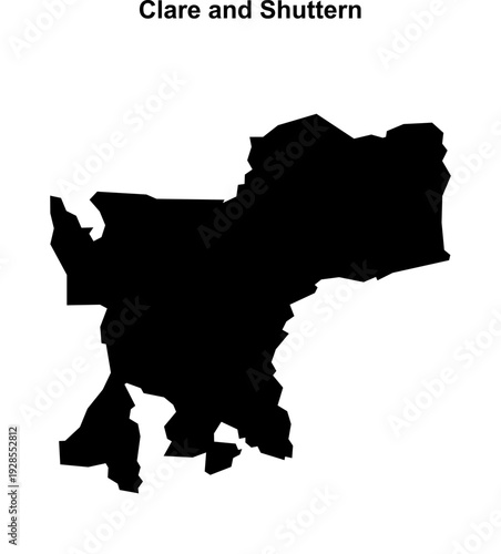 Clare and Shuttern (England) blank outline map