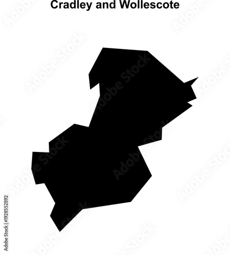 Cradley and Wollescote (England) blank outline map