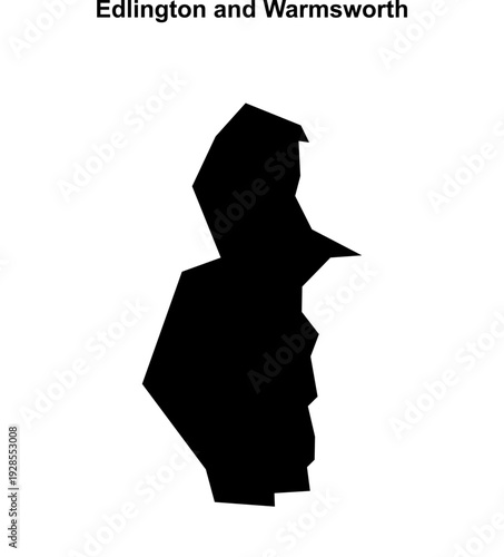 Edlington and Warmsworth (England) blank outline map