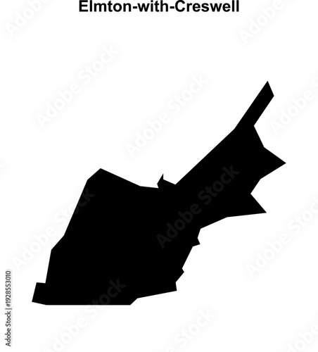 Elmton-with-Creswell (England) blank outline map