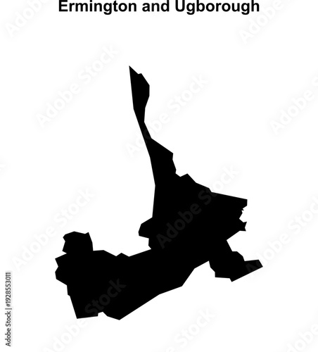 Ermington and Ugborough (England) blank outline map