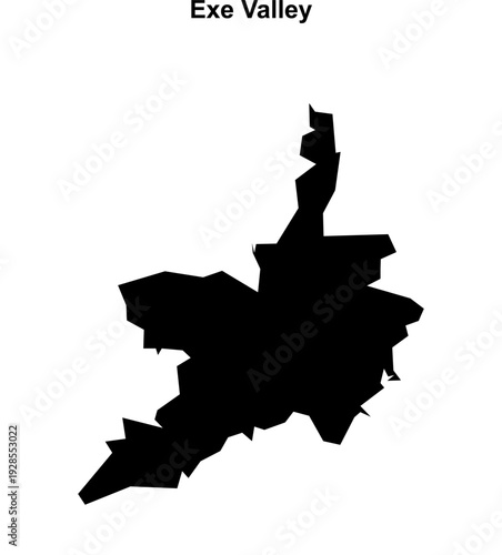 Exe Valley (England) blank outline map