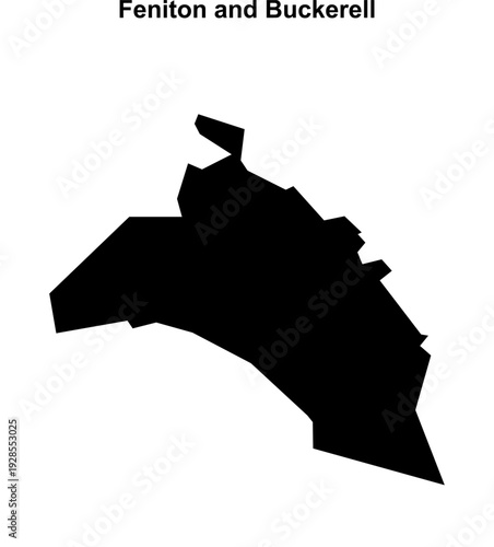 Feniton and Buckerell (England) blank outline map