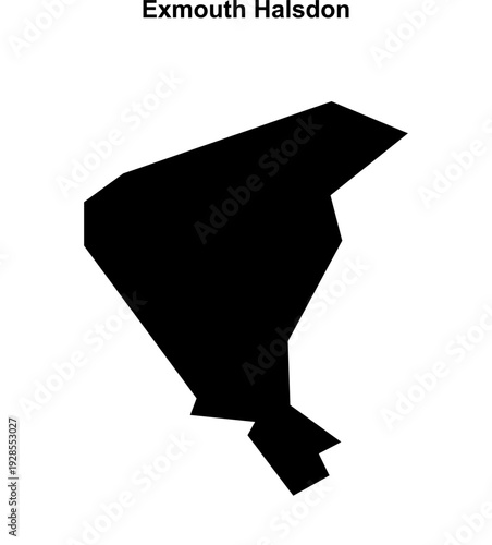 Exmouth Halsdon (England) blank outline map