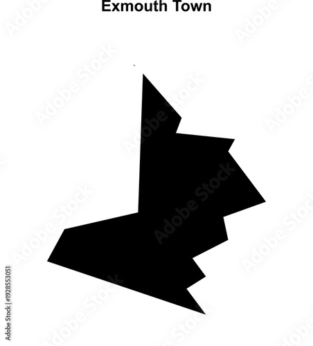 Exmouth Town (England) blank outline map