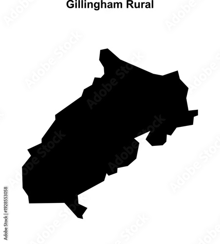 Gillingham Rural (England) blank outline map