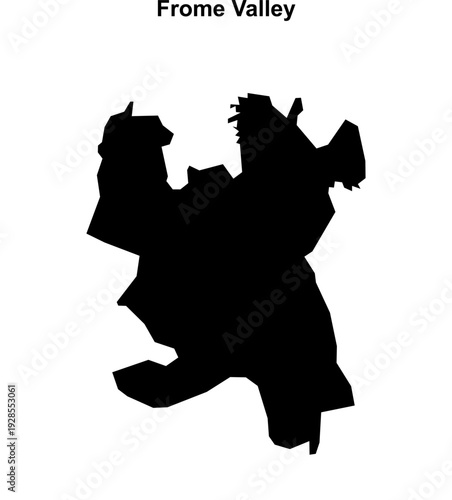 Frome Valley (England) blank outline map