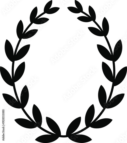 Laurel wreath silhouette isolated on transparent background