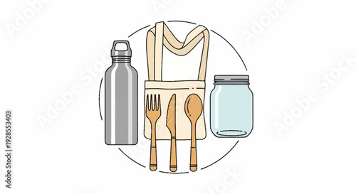 Eco-friendly essentials for a sustainable lifestyle an illustrative collection of reusable items promoting conscious living