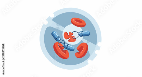 Advanced medical concept of miniature robots actively targeting and eliminating harmful elements within the human bloodstream