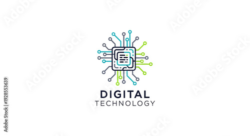 Digital Technology Microchip Circuit Board Logo Design.