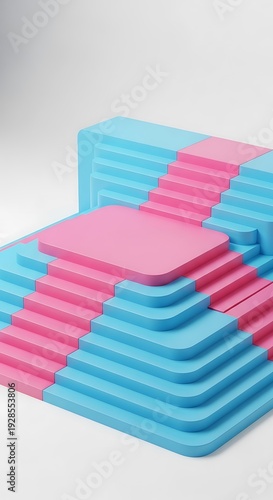 Abstract Pink and Blue Platform - Minimalist Geometric Display.