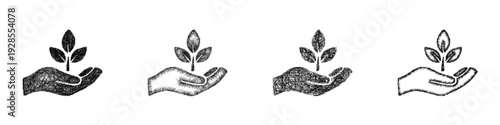 Sketch tree planting icon design set