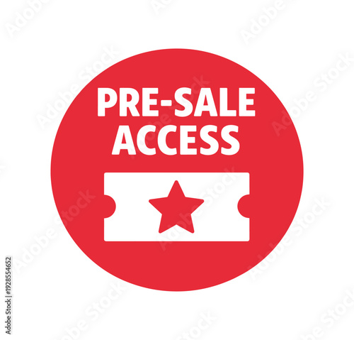 Flat vector badge PRE SALE ACCESS simple white ticket with