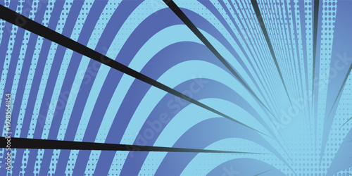 Halftone texture comic book superhero vector background. Comic book pop art strip radial backdrop