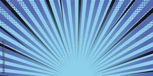 Halftone texture comic book superhero vector background. Comic book pop art strip radial backdrop