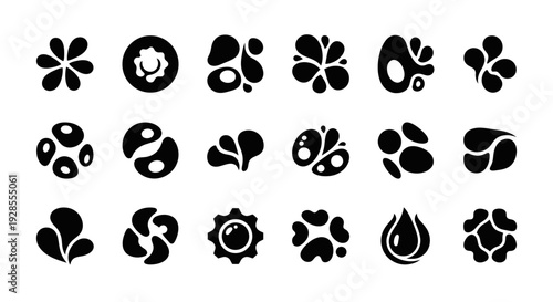 Abstract organic shapes, black blobs, vector set
