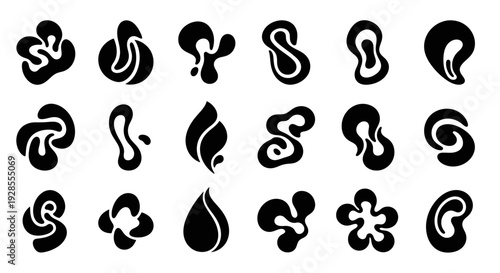 Abstract organic shapes, fluid elements set