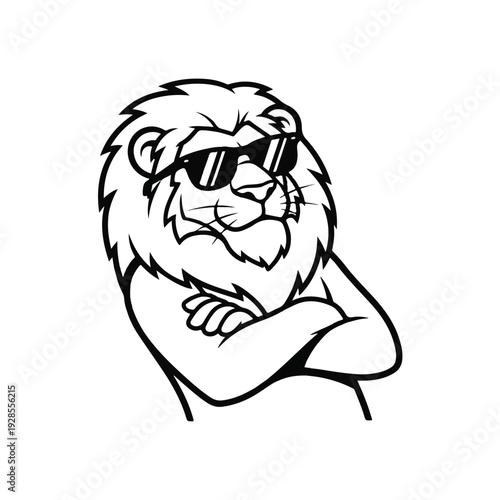Cool Lion Wearing Sunglasses Cartoon Character.