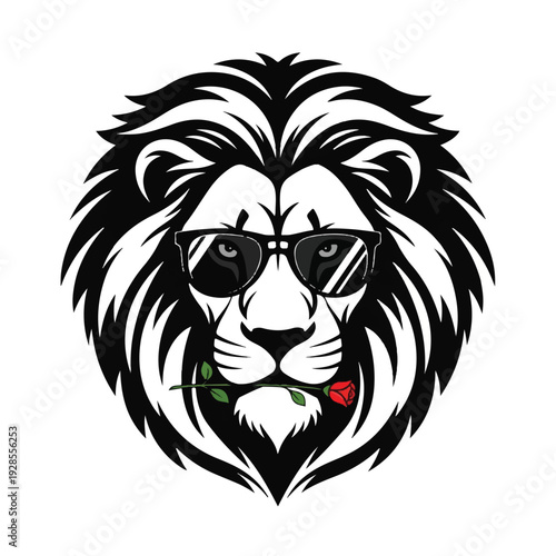 Lion Wearing Sunglasses and Smoking Cigar.