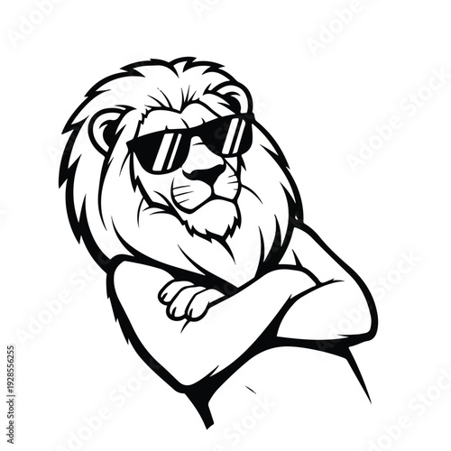 Lion Wearing Sunglasses Cartoon Character Illustration 1.