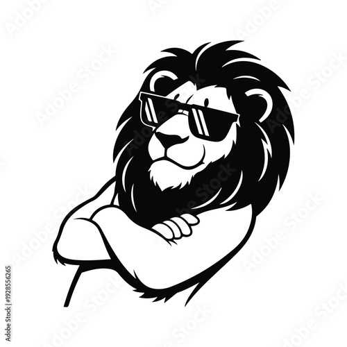 Lion Wearing Sunglasses Cartoon Character Illustration 2.