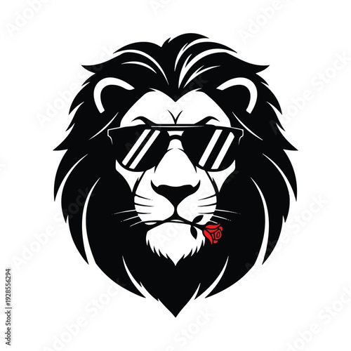 Lion Wearing Sunglasses with Cigar.