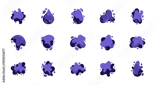 Abstract purple blobs, ink blots collection