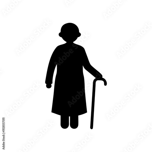 Elderly person using a cane for support and mobility assistance