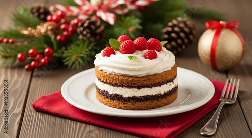 Wallpaper Mural Festive Raspberry Cake - A Delicious Holiday Treat on a Wooden Table. Torontodigital.ca