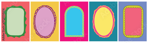 Colorful Fun Scallop Frame Set with Bold Retro Shapes