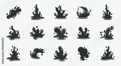 Cartoon water splashes vector set. Liquid drops illustration.