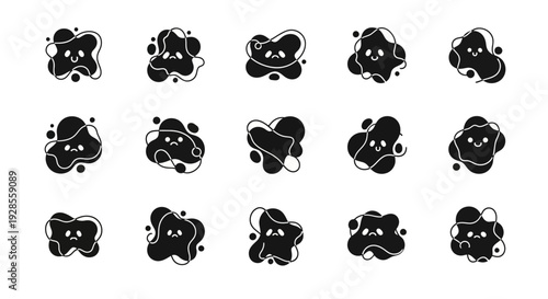 Cute blob characters set. Cartoon monster shapes