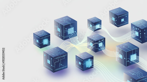 Abstract Blue Cube with Smaller Cubes Illustration, 3D Geometric Design, Modern Technology Concept, Digital Structure, Futuristic Architecture, Data Visualization, and Creative Vector Background for I