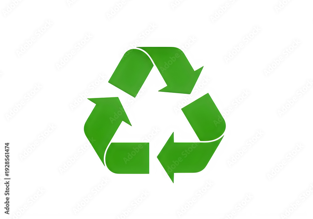 Fototapeta premium The recycling symbol is shown in green isolated on transparent background