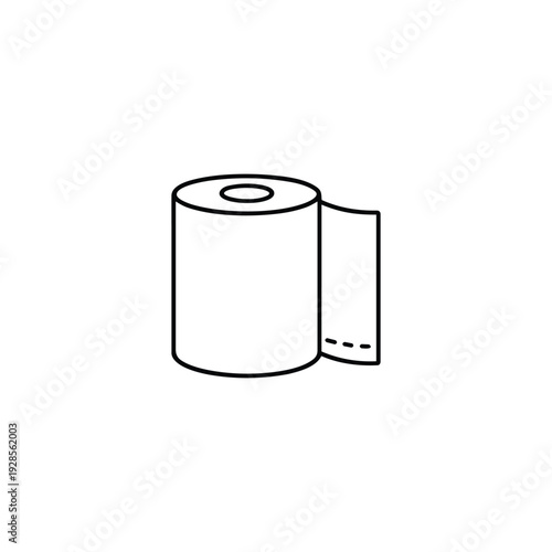 Black and white disposable paper towel roll icon simple line vector illustration for kitchen and food service tableware design