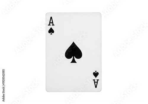 A single playing card with an ace of spades design isolated on transparent background