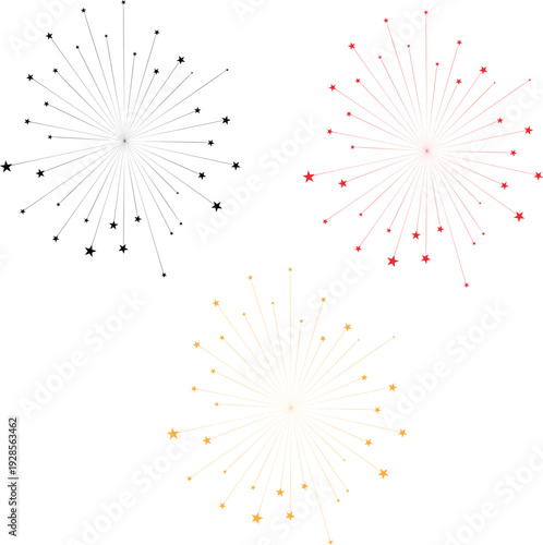 Black red and gold starbursts on white background explosion